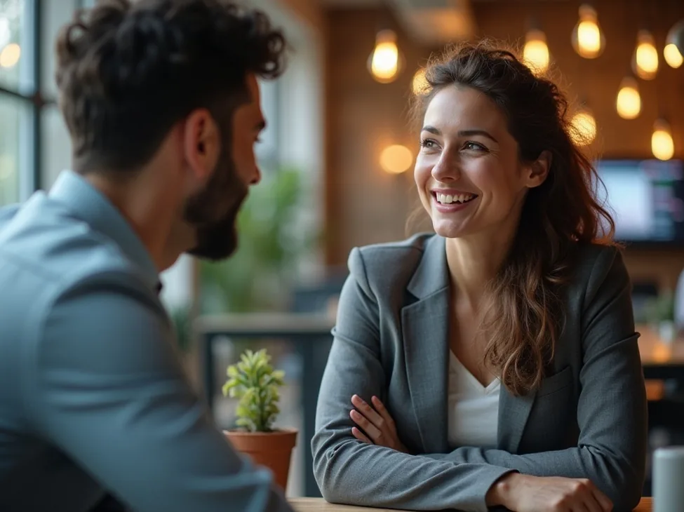 Business owner learning marketing from expert