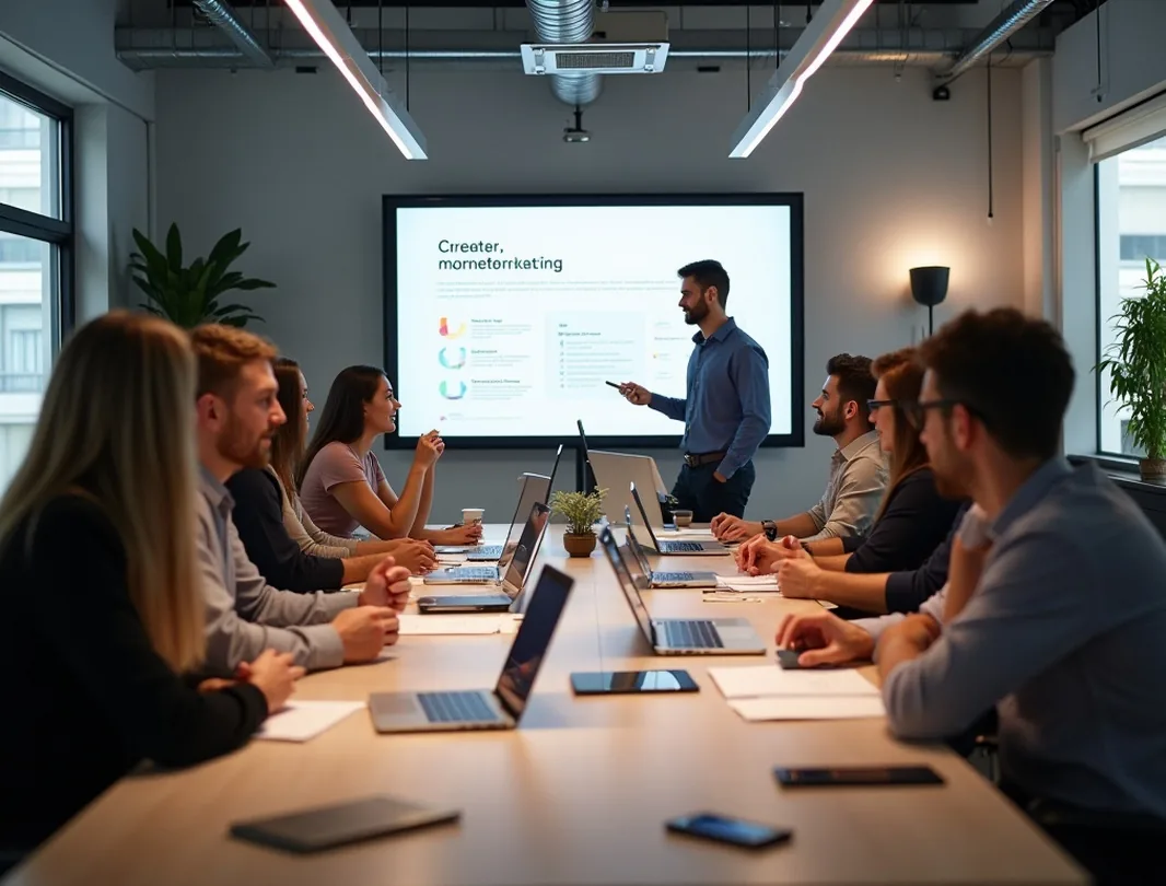 Marketing strategy meeting in creative office